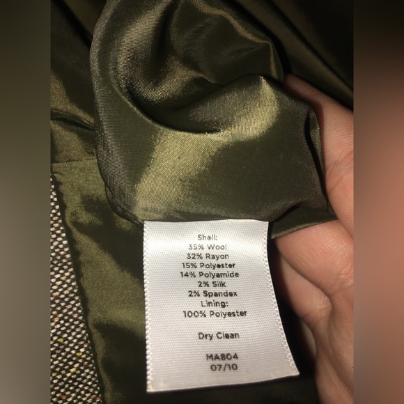 Talbots Petites | Women’s Green Ruffle Pattern Wool Skirt - Picture 9 of 11